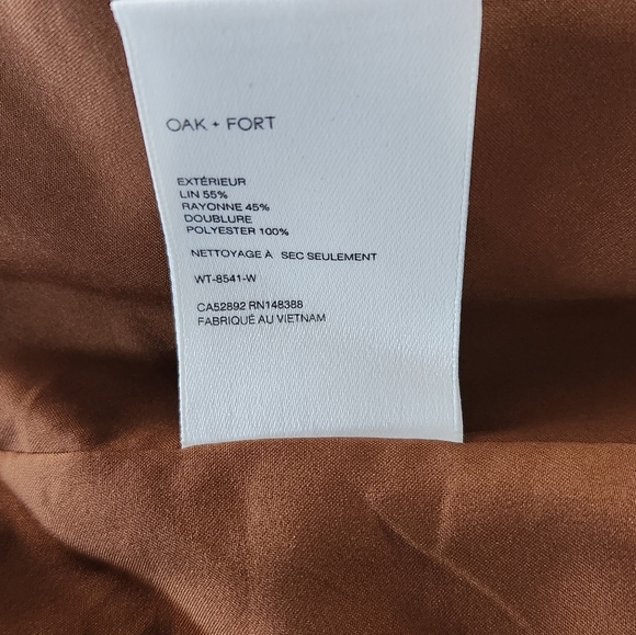 OAK + FORT Teak Linen Blend Crop Top Smocked Back Minimalist Tank Size S NWT - Picture 6 of 9